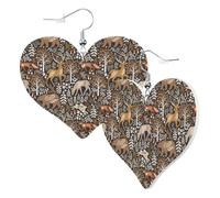 Pendientes de corazón para mujer a la moda, aretes colgantes de piel de alce, zorro, oso, hoja, árbol, sin níquel, divertidos aretes para fiesta de cumpleaños, accesorios de decoración