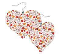 Pendientes de corazón para mujer a la moda, aretes colgantes de piel de arce de Hello Autumn, divertidos aretes sin níquel para fiesta de cumpleaños, accesorios de decoración