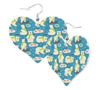 Pendientes de corazón para mujer a la moda, bonitos aretes colgantes de piel de oso polar, divertidos aretes sin níquel para fiesta de cumpleaños, accesorios de decoración