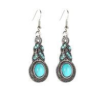 Pendientes de corazón para mujer, aretes de aro azules, aretes de lágrima simples para mujer, estilo occidental, vintage, bohemio, niñas, aretes colgantes colgantes pequeños, talla única, Metal, Sin