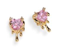 Pendientes de corazón para mujer, Pendientes Circonitas Rosas, Pendient de Tuerca Chicas con Piedra Preciosa, joyería de moda regalo