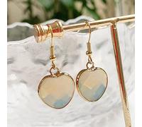 Pendientes De Corazón Para Mujer, Piedra Colorida, Amor, Corazón, Encanto, Ágata Roja, Ópalo, Cuarzo, Rosa, Cristal, Pendientes Colgantes, Joyería,Ópalo