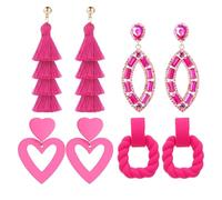Pendientes de corazón para niñas, conjunto de pendientes de declaración - colgantes para amantes de mamá y novia, hermana e hija, fiestas ligeras, delicadas