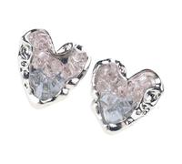 Pendientes de cristal con diseño de corazón brillante, mezcla integrada, joyería de moda suave, ejemplar para regalo, de lo contrario, uso individual, aretes de cristal fino, One Size, Como se