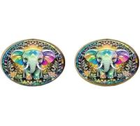 Pendientes de cristal con diseño de elefante colorido, 12mm, Vidrio Plata, Sin piedra preciosa