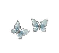 Pendientes de cristal de mariposa de color degradado, accesorios ligeros para las orejas, seguros para alérgicos, accesorios formales e informales, accesorios de mariposa de cristal, aretes azules
