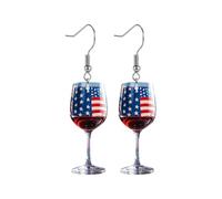 Pendientes de cristal y acrílico con bandera americana, joyas de moda de estilo patriótico, adecuados para vacaciones, celebraciones y uso diario. Pendientes minimalistas de plata de ley, talla única