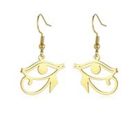 Pendientes de cruz Ankh para mujer, pendientes colgantes del ojo de Horus, joyería de protección de acero inoxidable de Egipto antiguo, regalo religioso, talla única, Acero inoxidable, Sin piedra