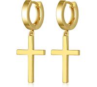 Pendientes De Cruz Oro Mujer Hombre 925 Esterlina Plata Masculina Femenina Estilo Religioso Largos Grandes