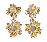 Pendientes de cuarzo de cristal citrino de labradorita de plata 925, cabujón de 6 mm, 6 x 3 mm, 4 x 3 mm, 3 mm, 1,5 mm, bisel multipiedra, hechos a mano, joyería bohemia, regalo