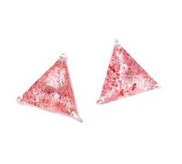 Pendientes de cuarzo fresa natural de en plata de ley 925 bañados en plata | Pendientes con forma de trillón, estilo minimalista para mujer | LK_VSTD_0546