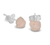 Pendientes de cuarzo rosa, natural, en bruto, 4-5 mm, plata 925