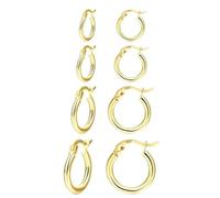 Pendientes de cuchara de plata de ley con poste pequeño | Juego de aretes de aro dorados para mujeres y hombres, aretes de aro grandes y finos, talla única, Metal, Sin piedra preciosa