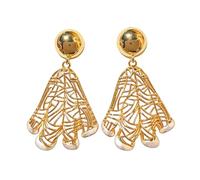 Pendientes de cuelga de filigrana irregular de oro único para mujeres, pendientes de gota de declaración chapados en oro de 14K, joyería de lujo retro francesa vintage para el uso casual del trabajo