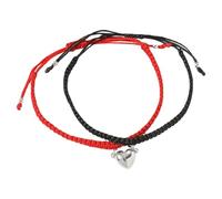 Pendientes de cuerda de mano para parejas, con cuentas, color negro y rojo, talla única, Metal, No es una piedra preciosa
