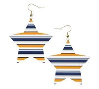 Pendientes de cuero a rayas en forma de estrella, accesorios de moda, ligeros, festivales, fiestas, vida cotidiana, One Size, Cuero, Sin piedra preciosa