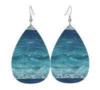 Pendientes de cuero azul marino. Elegante forma de lágrima, perfectos para mujeres y una gran opción decorativa para fiestas y vacaciones.