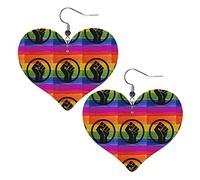 Pendientes de cuero Black Lives Matter Rainbow Lgbt para mujer, pendientes colgantes, colgante de corazón con gancho, regalos para niña adulta