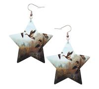 Pendientes de cuero blanco de moda con estrella para mujer, diseño de caza volando salvaje, colgantes de aro ligeros y de moda, talla única, Cuero