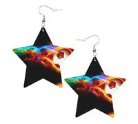 Pendientes de cuero blanco de moda con estrella para mujer, diseño de dragón de fuego, joyería colgante con estampado de fútbol, accesorio ligero de moda, talla única, Cuero