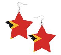 Pendientes de cuero blanco de moda con estrella para mujer, diseño de República Democrática de Timor-Leste, joyería colgante de aro ligera a la moda, One Size, Cuero, Sin piedra preciosa