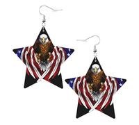 Pendientes de cuero blanco de moda para mujer, diseño de águila patriótica de la bandera de Estados Unidos, colgantes de aro ligeros y de moda, talla única, Cuero, Sin piedra preciosa