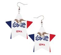 Pendientes de cuero blanco de moda para mujer, diseño de bandera del estado de Iowa, colgantes de aro ligeros y de moda, One Size, Cuero, Sin piedra preciosa