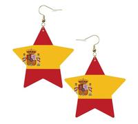 Pendientes de cuero blanco de moda para mujer, diseño de bandera española, colgantes de aro ligeros y modernos, talla única, Cuero