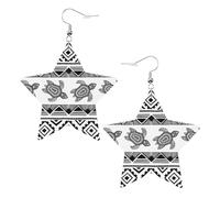 Pendientes de cuero blanco de moda para mujer, diseño de tortuga étnica ligera, con estampado de rayas, regalos de fiesta y decoraciones, talla única, Cuero