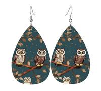 Pendientes De Cuero Búhos Mágicos Imprimir, Pendientes Colgantes Ligeros Pendientes De Gota Cómodo Pendientes Largos De Cuero Para Niñas Aniversario Mujeres
