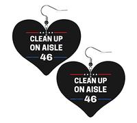 Pendientes de cuero Clean Up On Aisle 46 para mujer, pendientes colgantes, colgante de corazón con gancho, regalos para niña adulta
