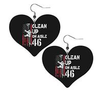 Pendientes de cuero Clean Up On Aisle 46 para mujer, pendientes colgantes, colgante de corazón con gancho, regalos para niña adulta