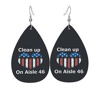 Pendientes de cuero Clean Up On Aisle 46 para mujer, pendientes colgantes con gancho, regalos para niña adulta