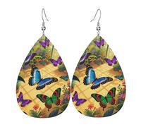 Pendientes de cuero con bandera de águila para mujer, aretes de lágrima, ligeros, colgantes, aretes de aro para regalo de joyería, One Size, Cuero sintético, Sin piedra preciosa