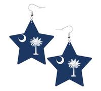 Pendientes de cuero con diseño de bandera de Carolina del Sur, accesorios ligeros y elegantes para fiestas, bailes y la vida cotidiana.