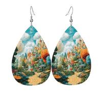 Pendientes de cuero con diseño de cuento de hadas para mujer, diseño de lágrima, elegante regalo de vacaciones