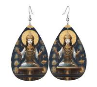 Pendientes de cuero con diseño de estatua de Dios para mujer, colgante simple en forma de lágrima, elegante regalo de vacaciones