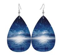 Pendientes de cuero con diseño de estrella y luna que cae para mujer, aretes de lágrima, aretes de cuero de moda, regalos de joyería para mamá, esposa, hijas