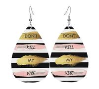 Pendientes de cuero con diseño de rayas Don'T Kill My Vibe para mujer, diseño de lágrima, accesorios de moda, uso diario, fiesta, talla única, Cuero