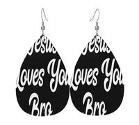 Pendientes de cuero con el mensaje "Jesús te ama, hermano", decoración para ropa, ideales para festivales, fiestas y vida cotidiana.