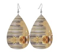Pendientes de cuero con estampado de arena de Ocean Beach, para mujer, adecuados para el uso diario, fiestas y citas