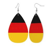 Pendientes de cuero con estampado de bandera alemana para mujer, aretes colgantes de lágrima, accesorios de joyería