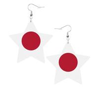 Pendientes de cuero con estampado de bandera japonesa en forma de estrella, accesorios ligeros y elegantes para fiestas, bailes y la vida cotidiana.