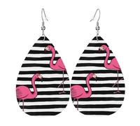 Pendientes de cuero con estampado de flamenco rosa, para mujer, adecuados para el uso diario, fiestas y citas