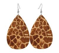 Pendientes de cuero con estampado de huellas de acuarela azul, ganchos plateados, ligeros para fiestas y festividades.