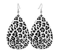 Pendientes de cuero con estampado de huellas de acuarela azul, ganchos plateados, ligeros para fiestas y festividades.