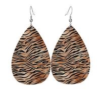 Pendientes de cuero con estampado de huellas de acuarela azul, ganchos plateados, ligeros para fiestas y festividades.