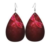 Pendientes de cuero con estampado de mapa del mundo abstracto para mujer, aretes colgantes ligeros, joyería de moda para disfraz, talla única, Cuero