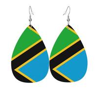 Pendientes de cuero con estampado de mapa del mundo abstracto para mujer, aretes colgantes ligeros, joyería de moda para disfraz, talla única, Cuero