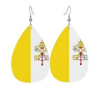 Pendientes de cuero con estampado de mapa del mundo abstracto para mujer, aretes colgantes ligeros, joyería de moda para disfraz, talla única, Cuero